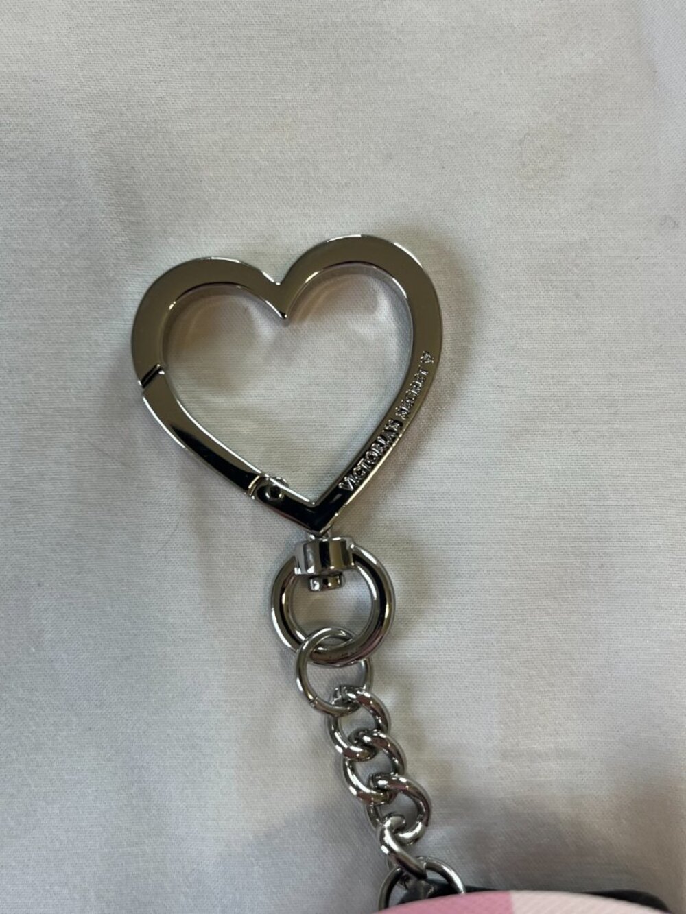 Victoria's Secret Pink Signature Stripe Key Chain Bag Charm Mini Backpack - Picture 2 of 4